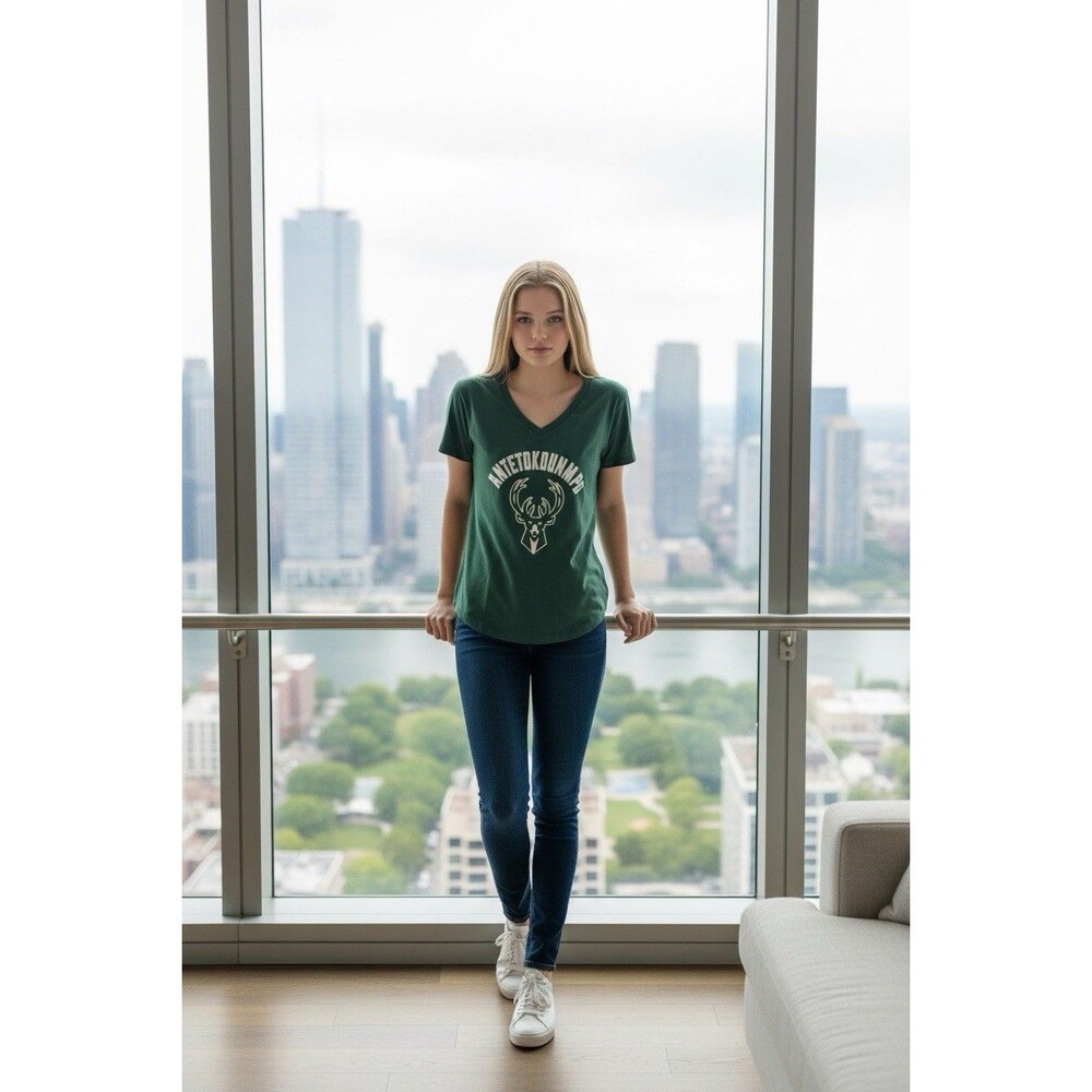 47 Milwaukee Bucks Women’s Green T-shirt Size L Giannis Anteokounmpo Sports